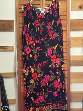 Black Floral Maxi Skirt - Pink & Orange Floral Print